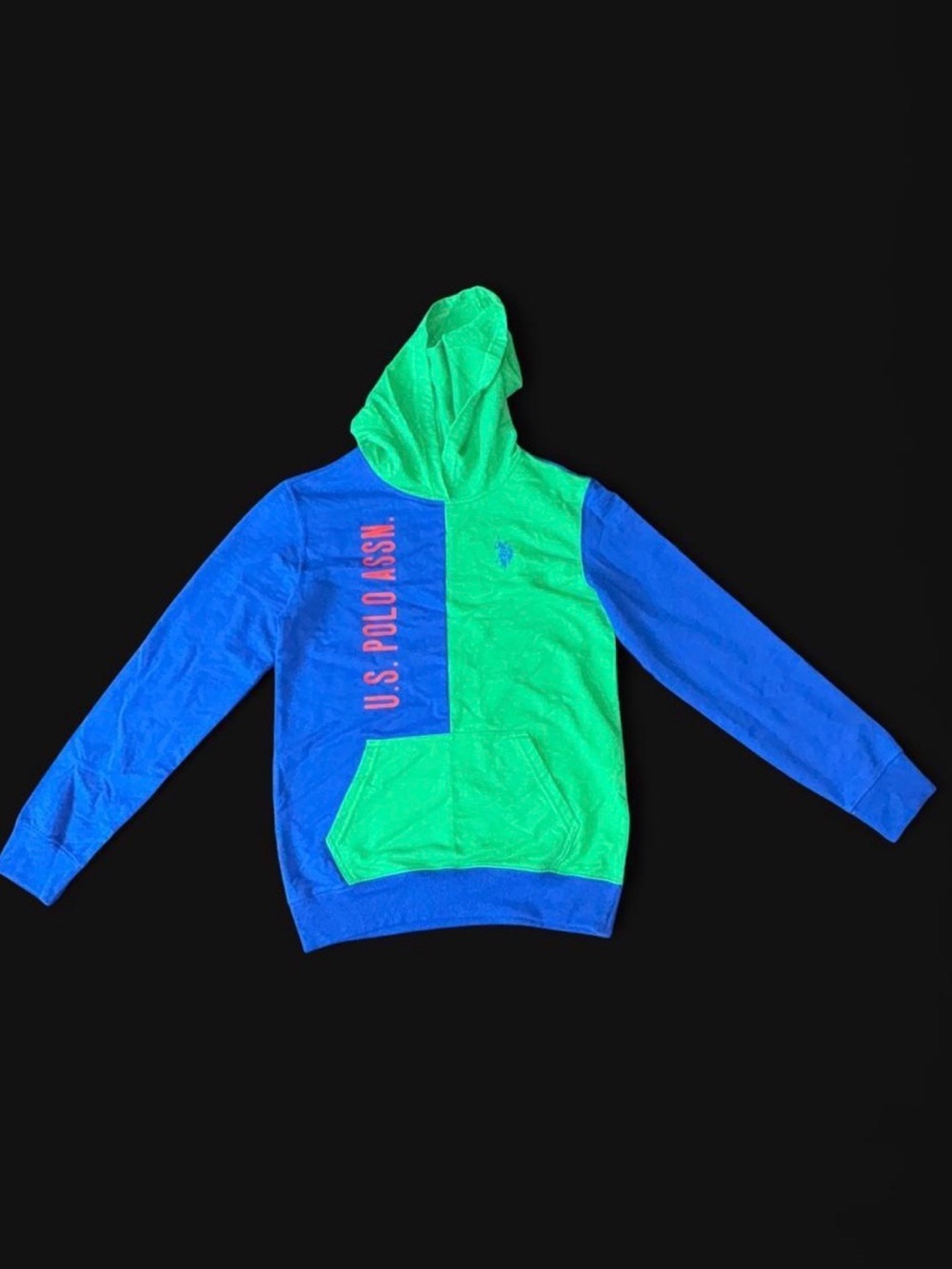 Brand New U.S. Polo Assn. Blue & Green Colorblock Zip-Up Hoodie